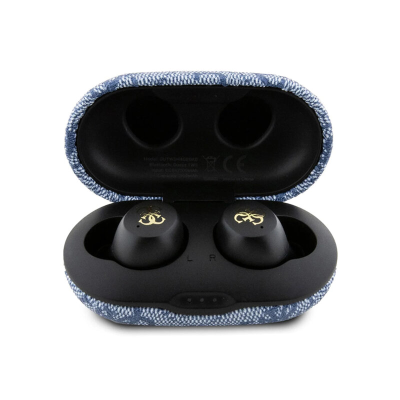 Casti Guess Bluetooth TWS, 4G Metal, albastru, GUTWSP4EGB