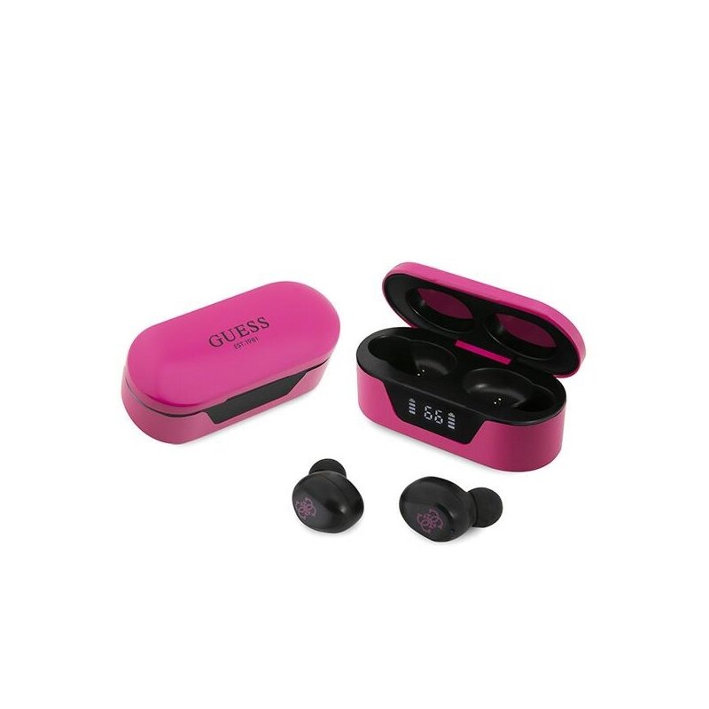 Casti Bluetooth cu afisaj digital Guess, magenta, GUTWST31EM