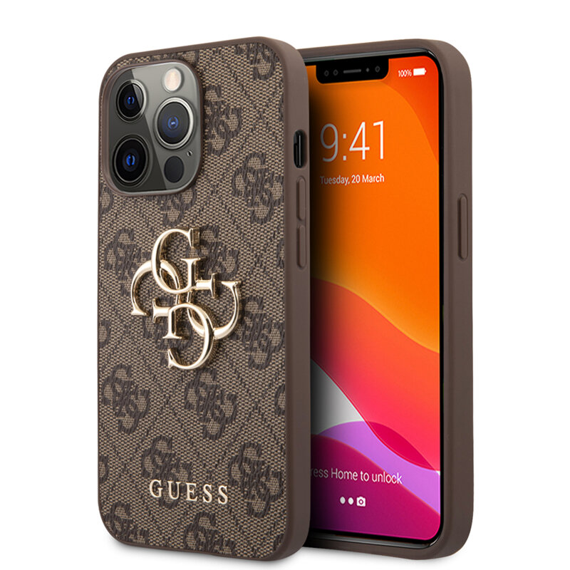 Husa originala Guess iPhone 13 Pro Hardcase 4G Big Metal Logo, maro, GUHCP13L4GMGBR