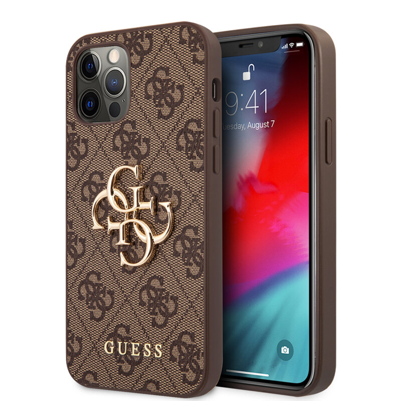 Husa originala Guess iPhone 12 Pro Hardcase 4G Big Metal Logo, maro, GUHCP12M4GMGBR