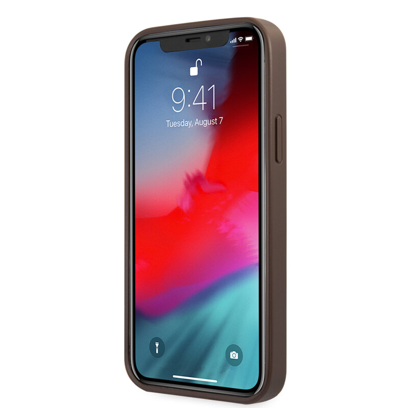 Husa originala Guess iPhone 12 Pro Hardcase 4G Big Metal Logo, maro, GUHCP12M4GMGBR
