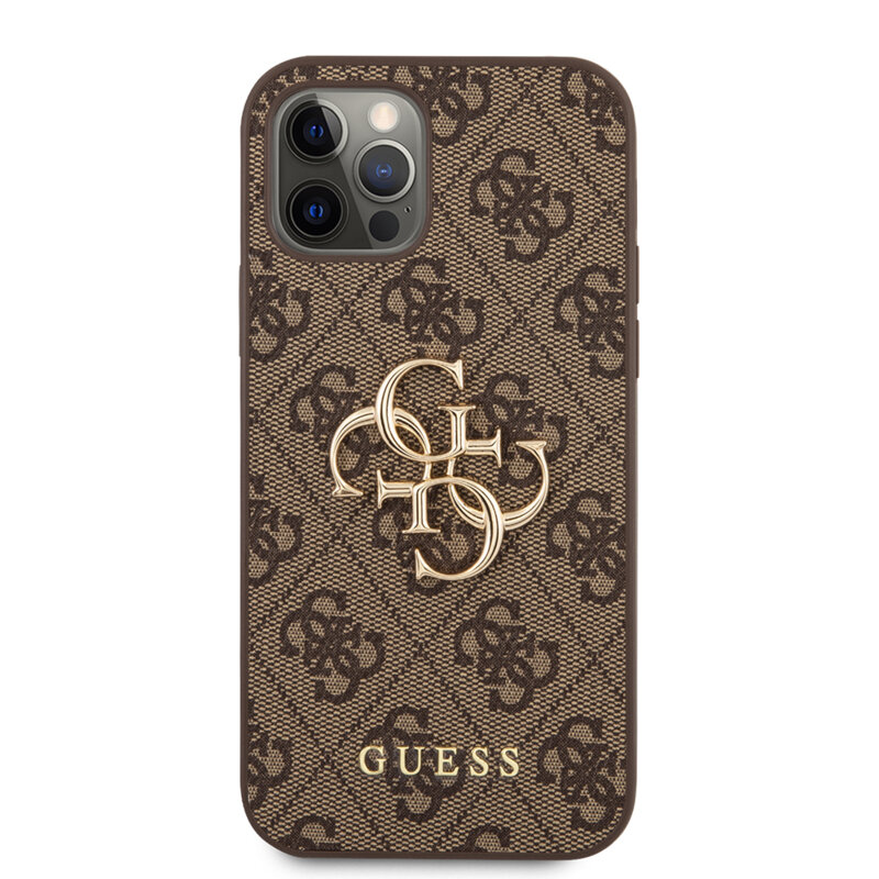 Husa originala Guess iPhone 12 Pro Hardcase 4G Big Metal Logo, maro, GUHCP12M4GMGBR
