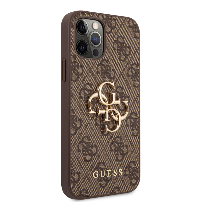 Husa originala Guess iPhone 12 Pro Hardcase 4G Big Metal Logo, maro, GUHCP12M4GMGBR