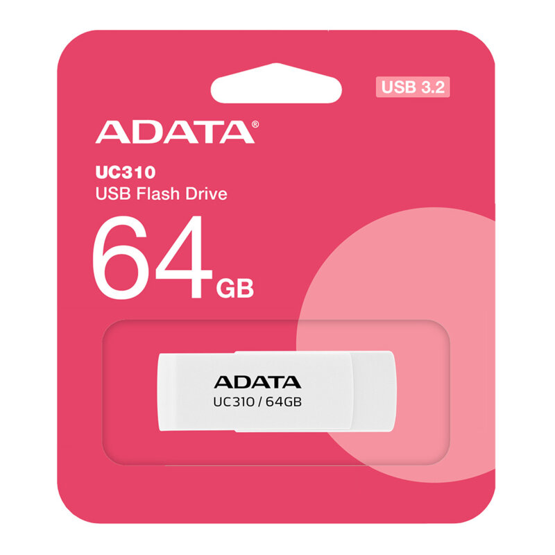 Memorie externa 64GB Adata, USB 3.2, UC310-64G-RWH, alb