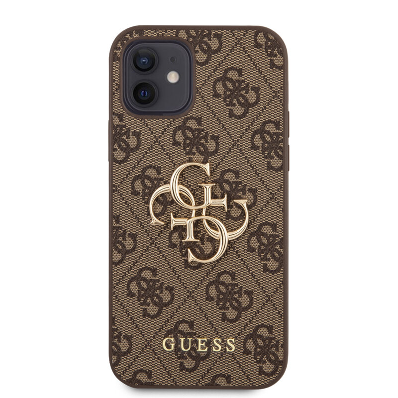 Husa originala Guess iPhone 12 Hardcase 4G Big Metal Logo, maro, GUHCP12M4GMGBR