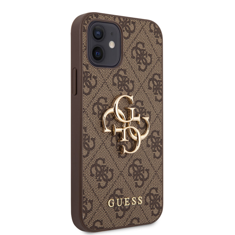 Husa originala Guess iPhone 12 Hardcase 4G Big Metal Logo, maro, GUHCP12M4GMGBR