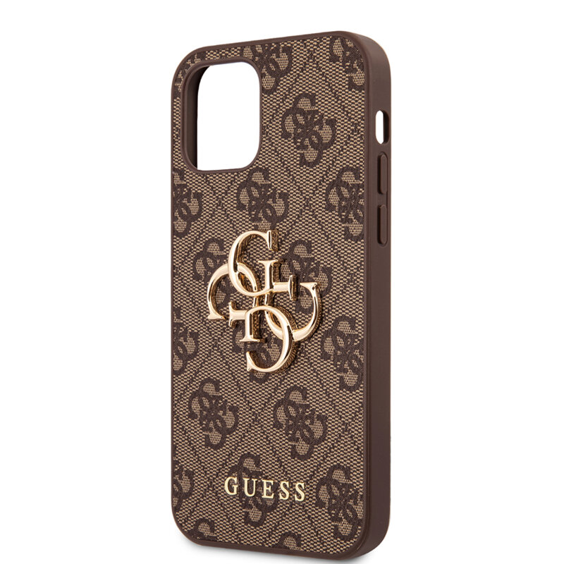 Husa originala Guess iPhone 12 Hardcase 4G Big Metal Logo, maro, GUHCP12M4GMGBR