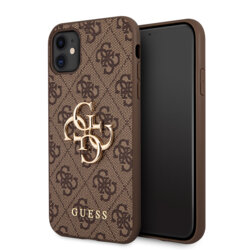 Husa originala Guess iPhone 11 Hardcase 4G Big Metal Logo, maro, GUHCN614GMGBR