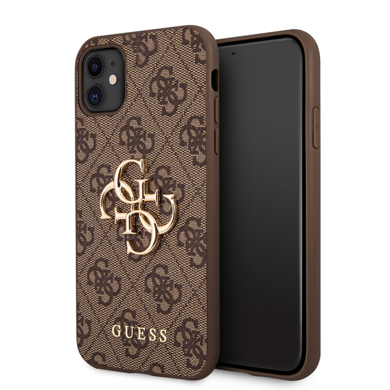 Husa originala Guess iPhone 11 Hardcase 4G Big Metal Logo, maro, GUHCN614GMGBR