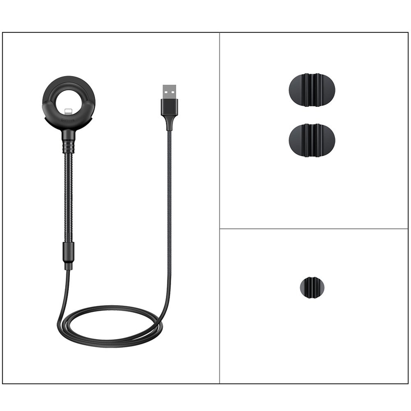 Cablu De Date 2in1 Lightning + Suport Auto Baseus O-Type Series - Black