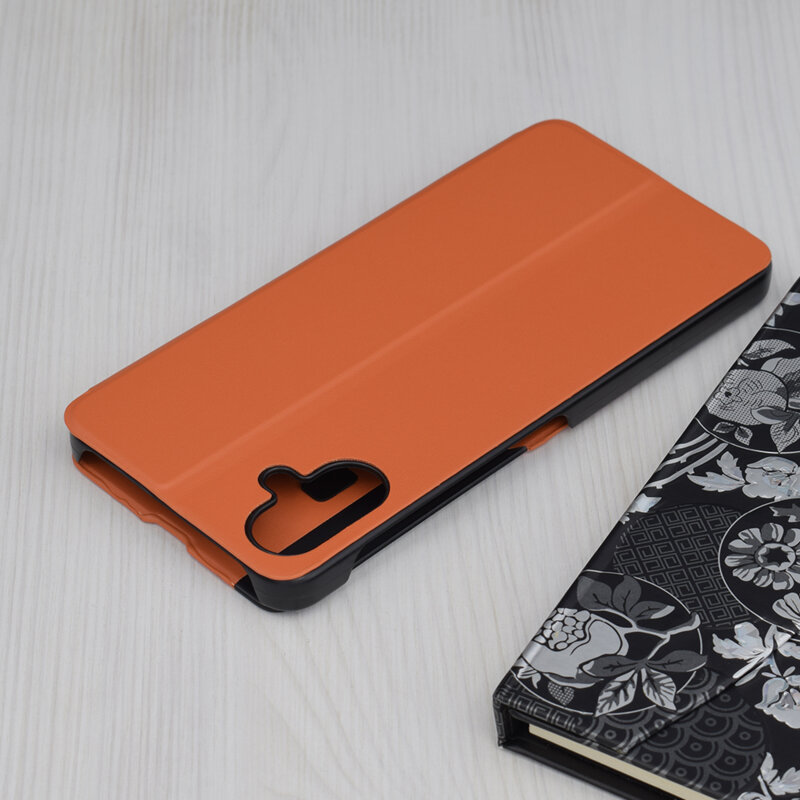 Husa Samsung Galaxy A06 Eco Leather View flip tip carte, portocaliu