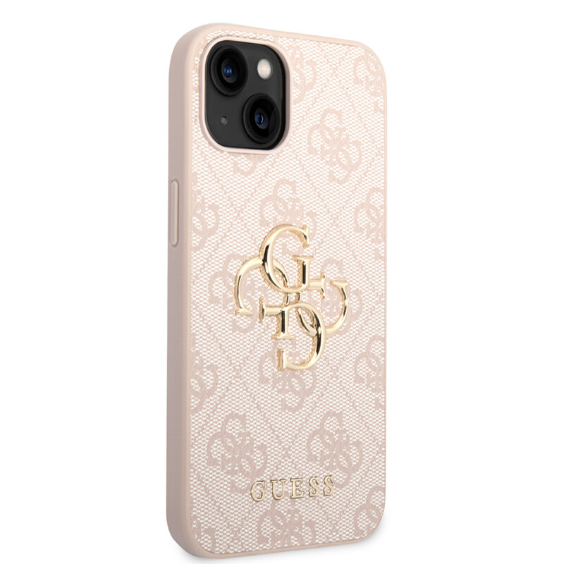 Husa iPhone 15 Guess Leather 4G Metal Logo, roz, GUHCP15S4GMGPI