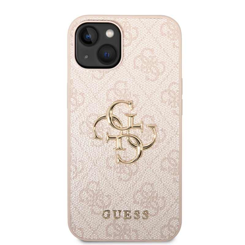 Husa iPhone 14 Guess Leather 4G Metal Logo, roz, GUHCP14S4GMGPI