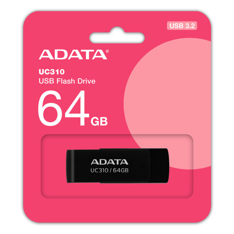 Memorie externa 64GB Adata, USB 3.2, UC310-64G-RBK, negru