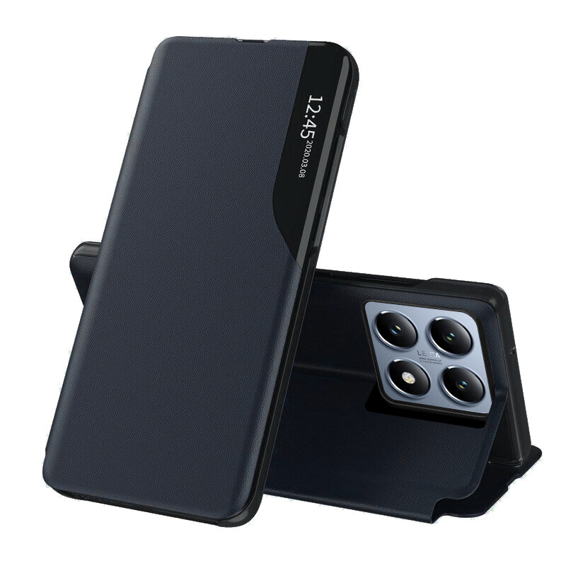 Husa Xiaomi 14T Pro Eco Leather View flip tip carte, albastru