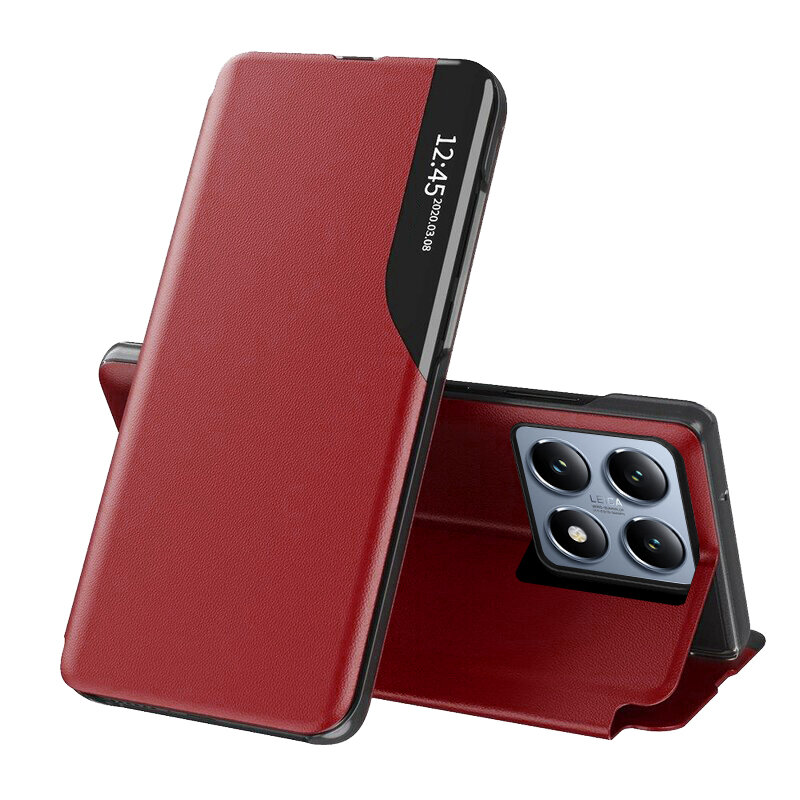 Husa Xiaomi 14T Pro Eco Leather View flip tip carte, rosu