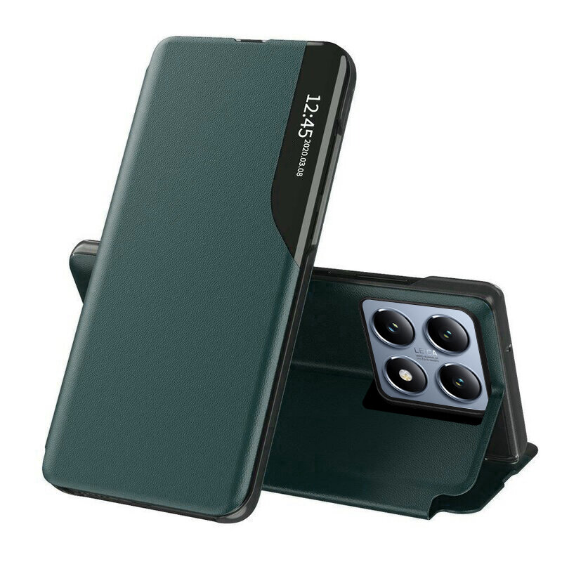 Husa Xiaomi 14T Pro Eco Leather View flip tip carte, verde