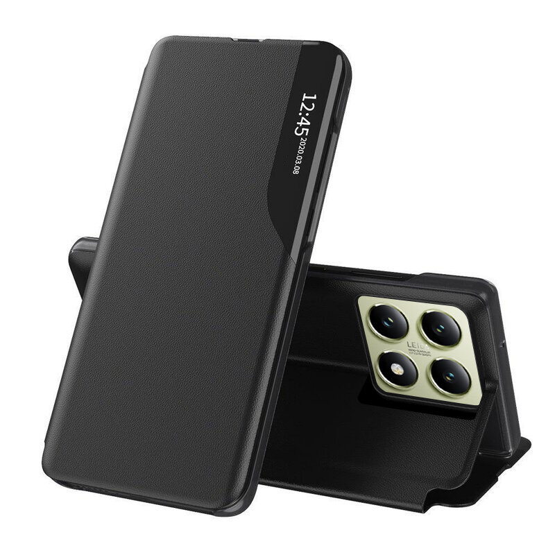 Husa Xiaomi 14T Eco Leather View flip tip carte, negru