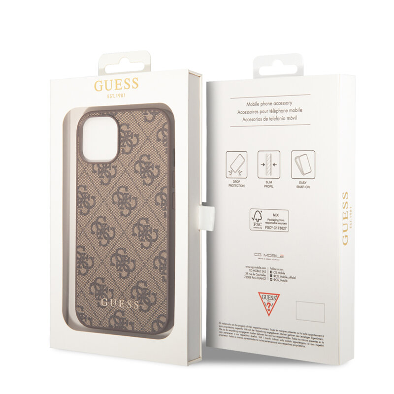 Husa originala Guess iPhone 14 Hardcase 4G, maro, GUHCP14SG4GFBR