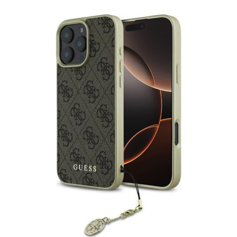 Husa originala Guess iPhone 16 Pro Max Hardcase 4G Charms Collection, maro, GUHCP16XGF4GBR