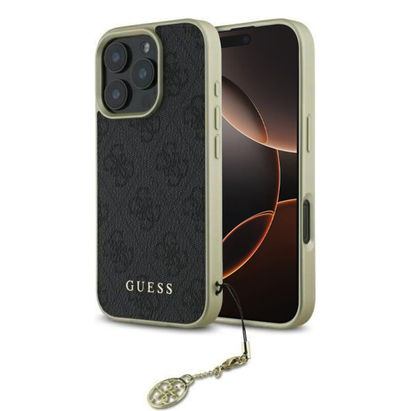 Husa originala Guess iPhone 16 Pro Max Hardcase 4G Charms Collection, negru, GUHCP16XGF4GGR