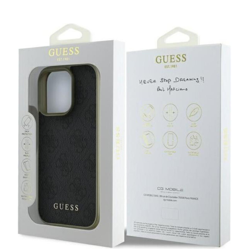 Husa originala Guess iPhone 16 Pro Max Hardcase 4G Charms Collection, negru, GUHCP16XGF4GGR
