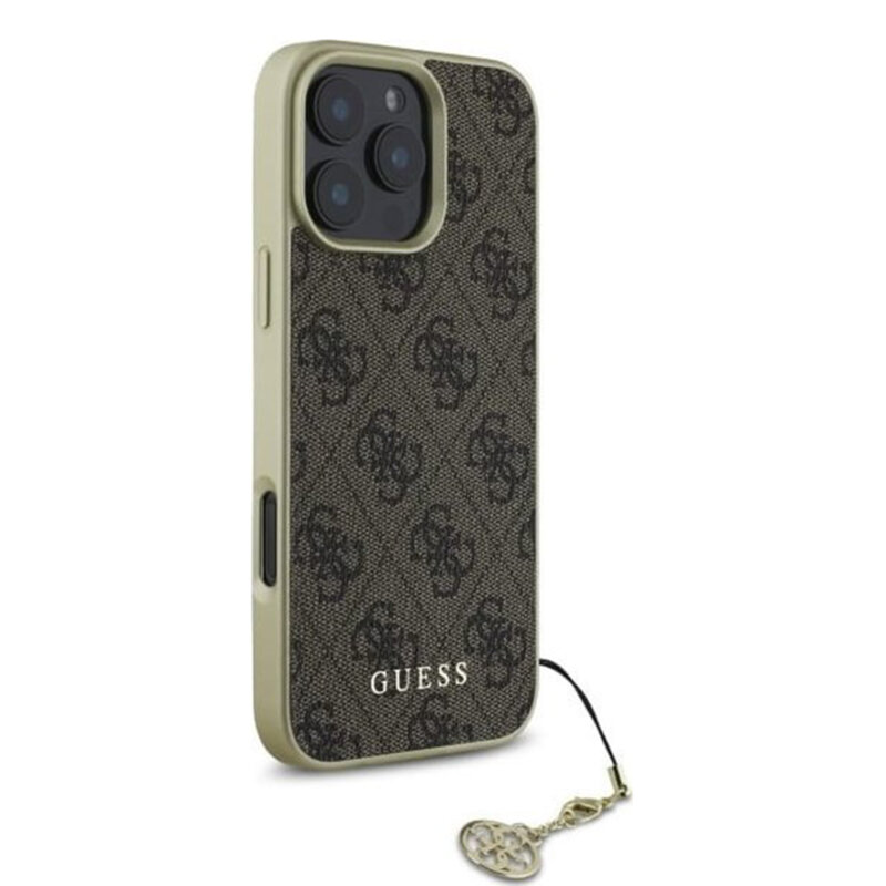 Husa originala Guess iPhone 16 Pro Hardcase 4G Charms Collection, maro, GUHCP16LGF4GBR