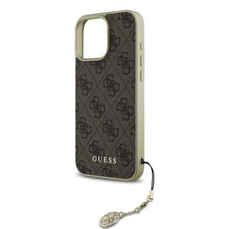 Husa originala Guess iPhone 16 Pro Hardcase 4G Charms Collection, maro, GUHCP16LGF4GBR