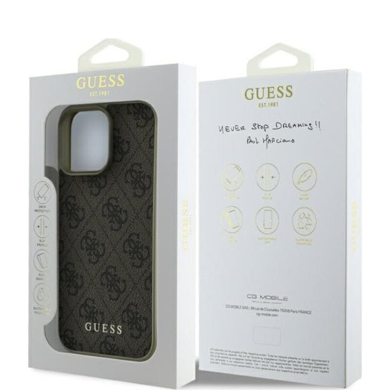 Husa originala Guess iPhone 16 Pro Hardcase 4G Charms Collection, maro, GUHCP16LGF4GBR