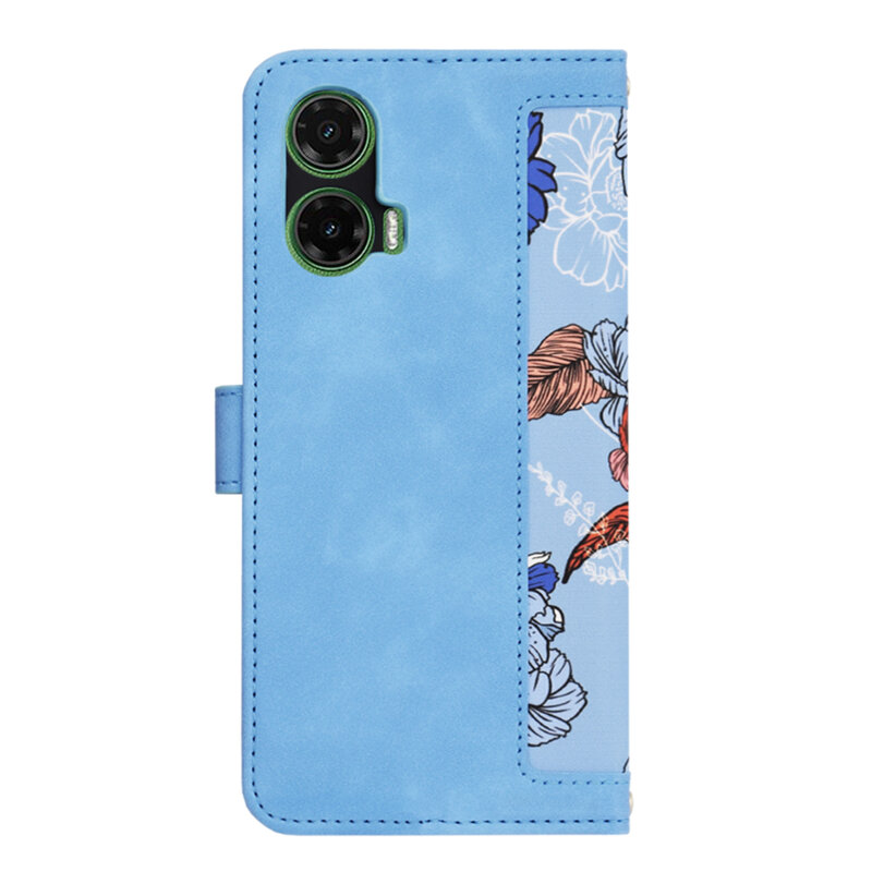 Husa personalizata fete Motorola Moto G35 Techsuit FlipCraft, bleu