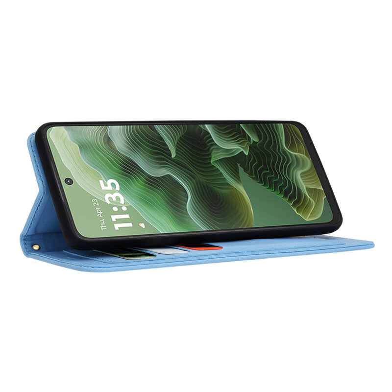 Husa personalizata fete Motorola Moto G35 Techsuit FlipCraft, bleu