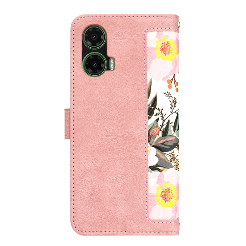 Husa personalizata fete Motorola Moto G35 Techsuit FlipCraft, roz