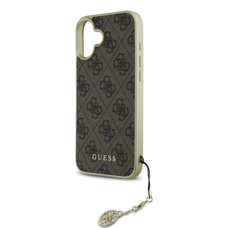 Husa originala Guess iPhone 16 Plus Hardcase 4G Charms Collection, maro, GUHCP16MGF4GBR