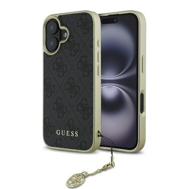 Husa originala Guess iPhone 16 Hardcase 4G Charms Collection, negru, GUHCP16SGF4GGR