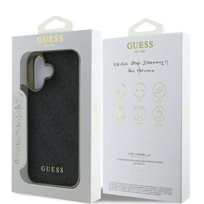 Husa originala Guess iPhone 16 Hardcase 4G Charms Collection, negru, GUHCP16SGF4GGR