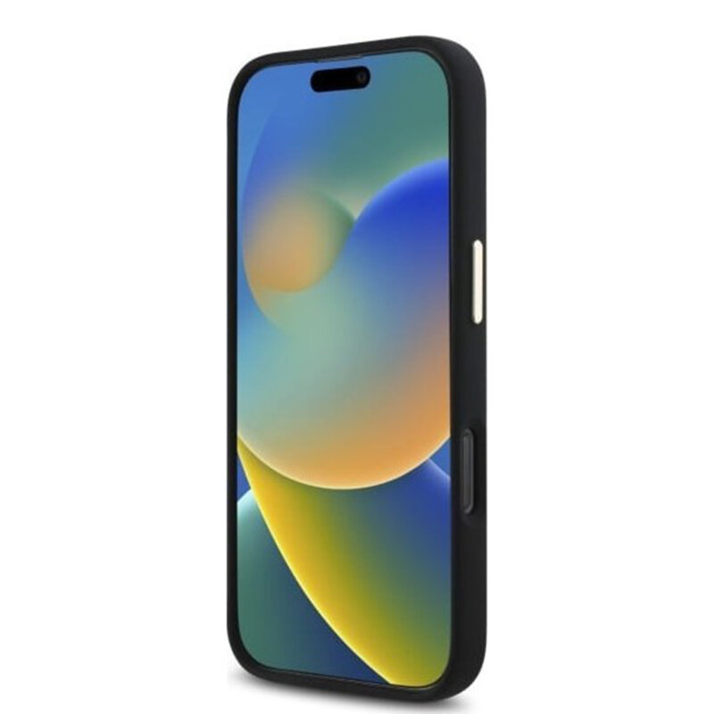Husa Guess iPhone 16 Pro Max Silicone Logo Strass 4G, negru, GUHCP16XM4DGPK