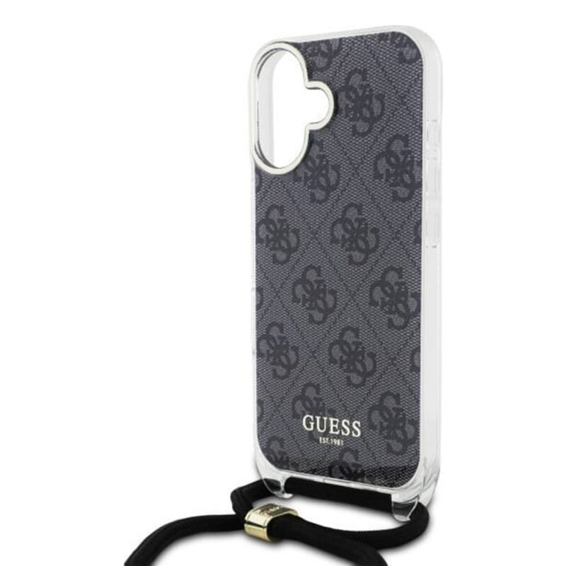 Husa Guess Crossbody Cord 4G Print iPhone 16, negru, GUHCP16SHC4SEK