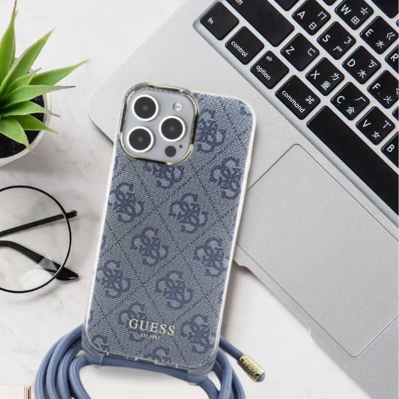 Husa Guess Crossbody Cord 4G Print iPhone 16, negru, GUHCP16SHC4SEK