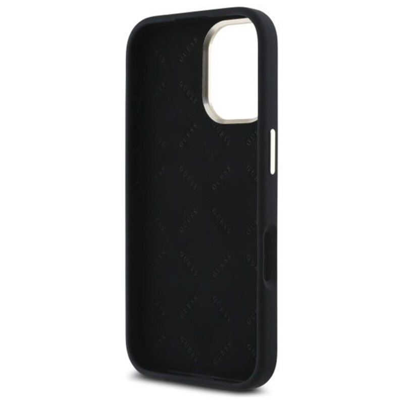 Husa Guess iPhone 16 Plus Silicone Script Metal Logo & Frame, negru, GUHCP16MSMBSLK