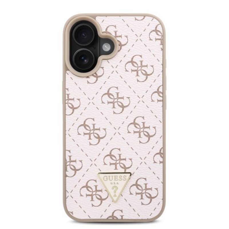 Husa originala Guess iPhone 16 Plus Hardcase 4G Triangle Metal Logo, alb, GUHCP16MPG4GPH