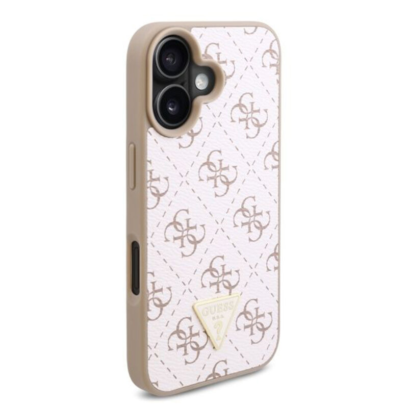 Husa originala Guess iPhone 16 Plus Hardcase 4G Triangle Metal Logo, alb, GUHCP16MPG4GPH