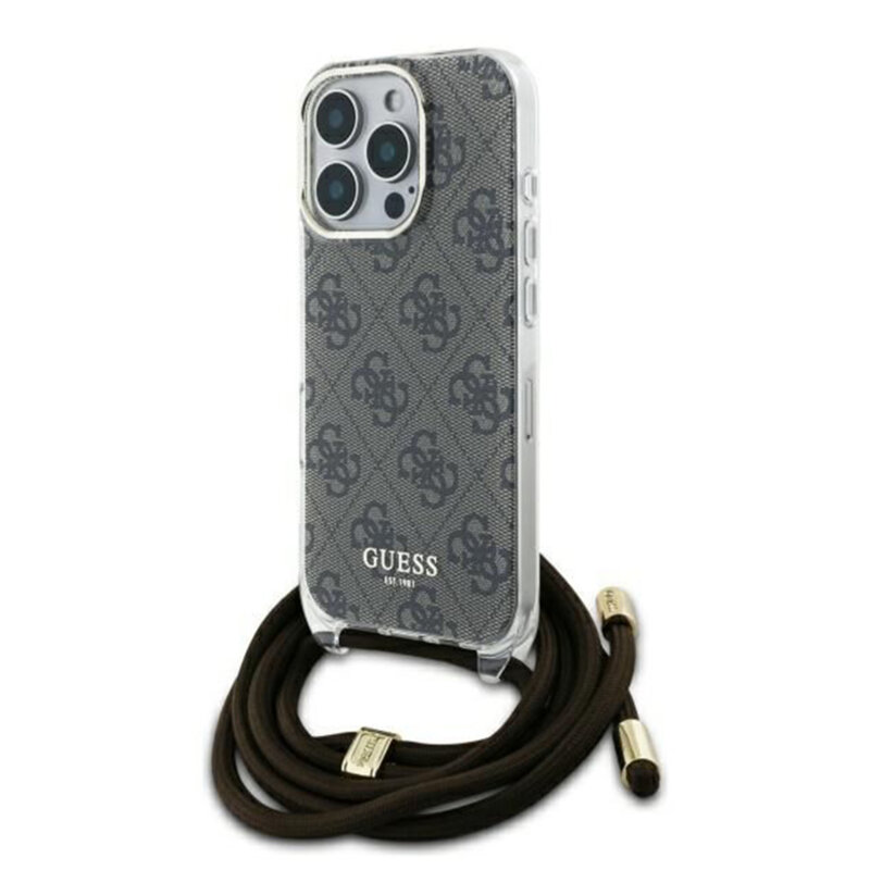 Husa Guess Crossbody Cord 4G Print iPhone 16 Pro, maro, GUHCP16LHC4SEW