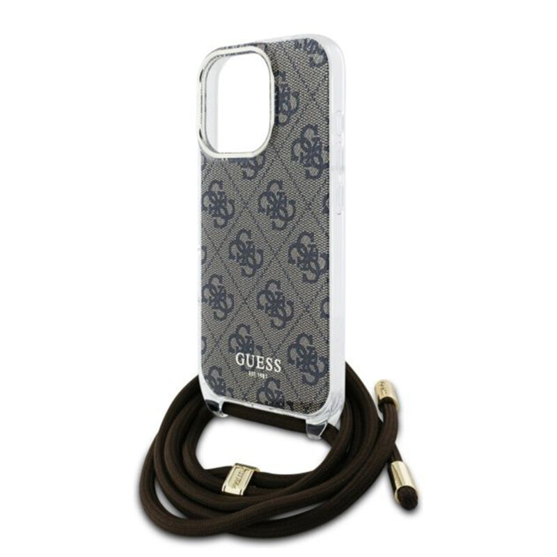 Husa Guess Crossbody Cord 4G Print iPhone 16 Pro, maro, GUHCP16LHC4SEW