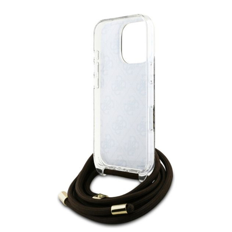 Husa Guess Crossbody Cord 4G Print iPhone 16 Pro, maro, GUHCP16LHC4SEW