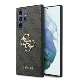 Husa Samsung Galaxy S24 Ultra Guess Leather 4G Metal Logo, negru, GUHCS24L4GMGGR