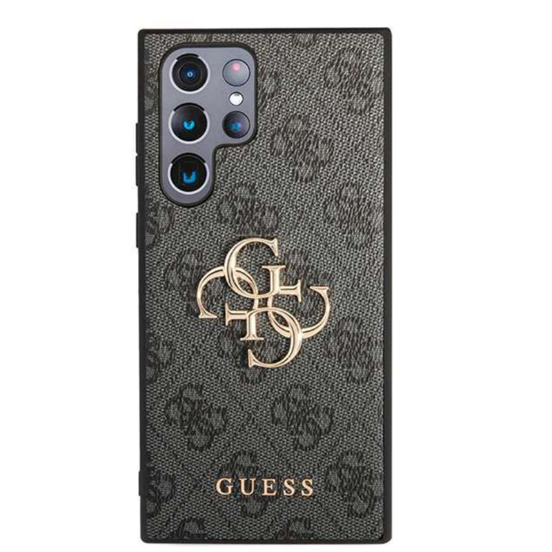 Husa Samsung Galaxy S24 Ultra Guess Leather 4G Metal Logo, negru, GUHCS24L4GMGGR