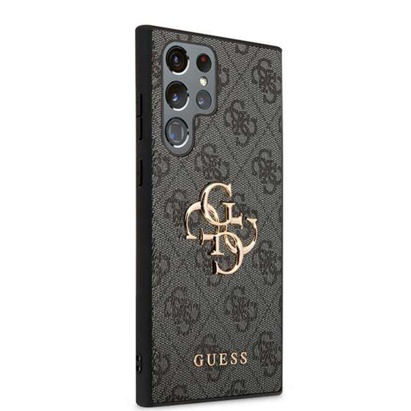 Husa Samsung Galaxy S24 Ultra Guess Leather 4G Metal Logo, negru, GUHCS24L4GMGGR