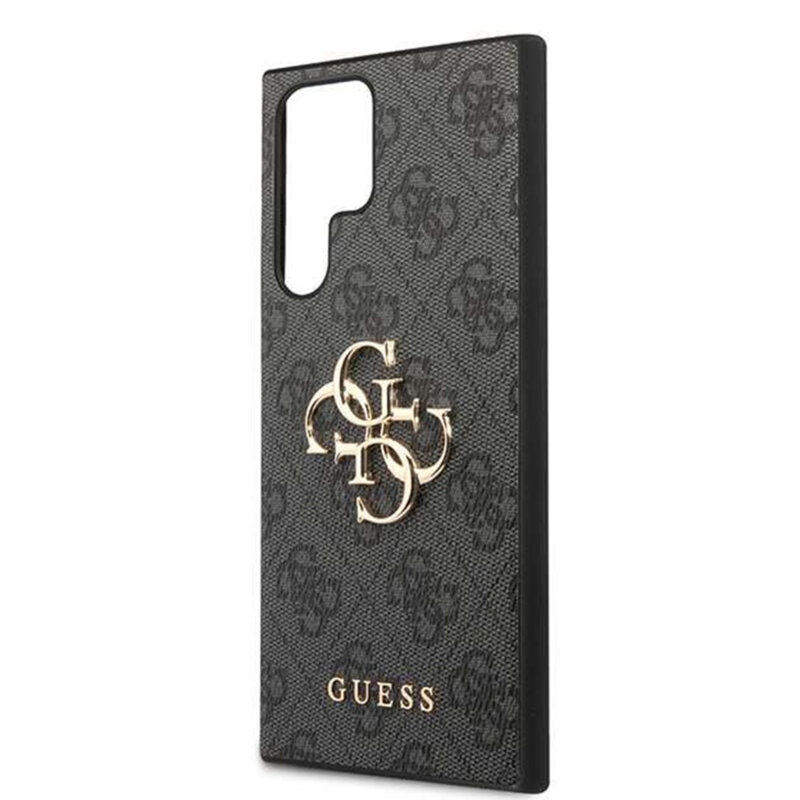 Husa Samsung Galaxy S24 Ultra Guess Leather 4G Metal Logo, negru, GUHCS24L4GMGGR