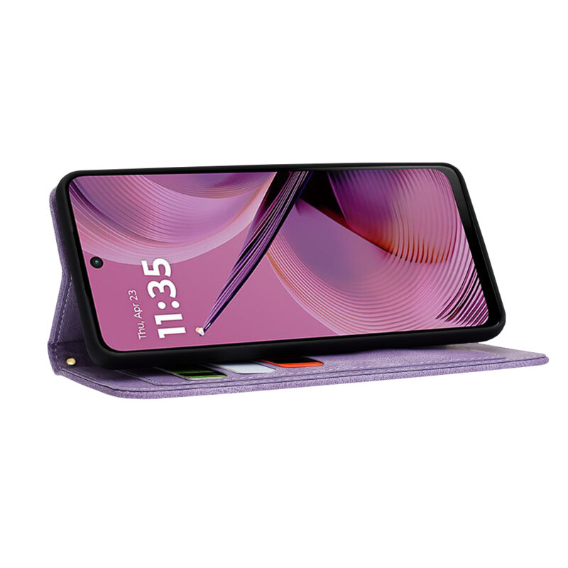 Husa personalizata fete Motorola Moto G55 Techsuit FlipCraft, mov
