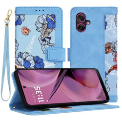 Husa personalizata fete Motorola Moto G55 Techsuit FlipCraft, bleu